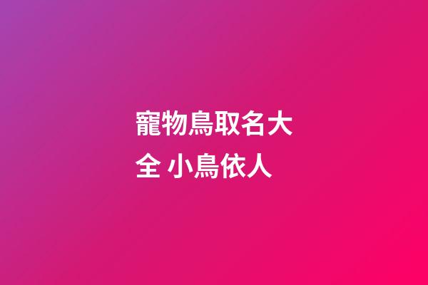 寵物鳥取名大全 小鳥依人